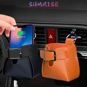 Tas Gantung Mobil Kantung AC Vent Udara Organizer Interior Mobil Penyimpanan Ponsel & Barang PU Leather