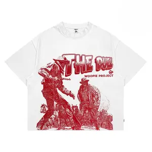 Woopie Project Boxy Crop Fit Oversized Pria Wanita Putih Katun Combed 20s 200gsm Lembut Kaos Distro Cowok Baju Skena Style Sablon
