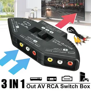 AV Selector Switcher 3in1 Audio Video RCA Selektor Switch Untuk TV Set Top Box Game Console