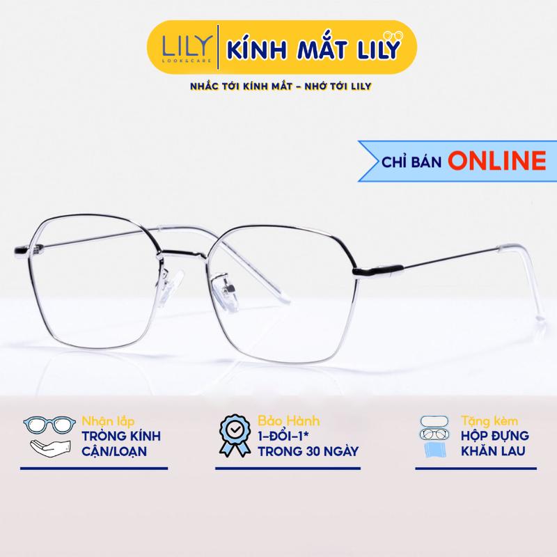 Gọng kính cận nam nữ Lilyeyewear chất liệu kim loại mắt đa giác thanh mảnh 2808