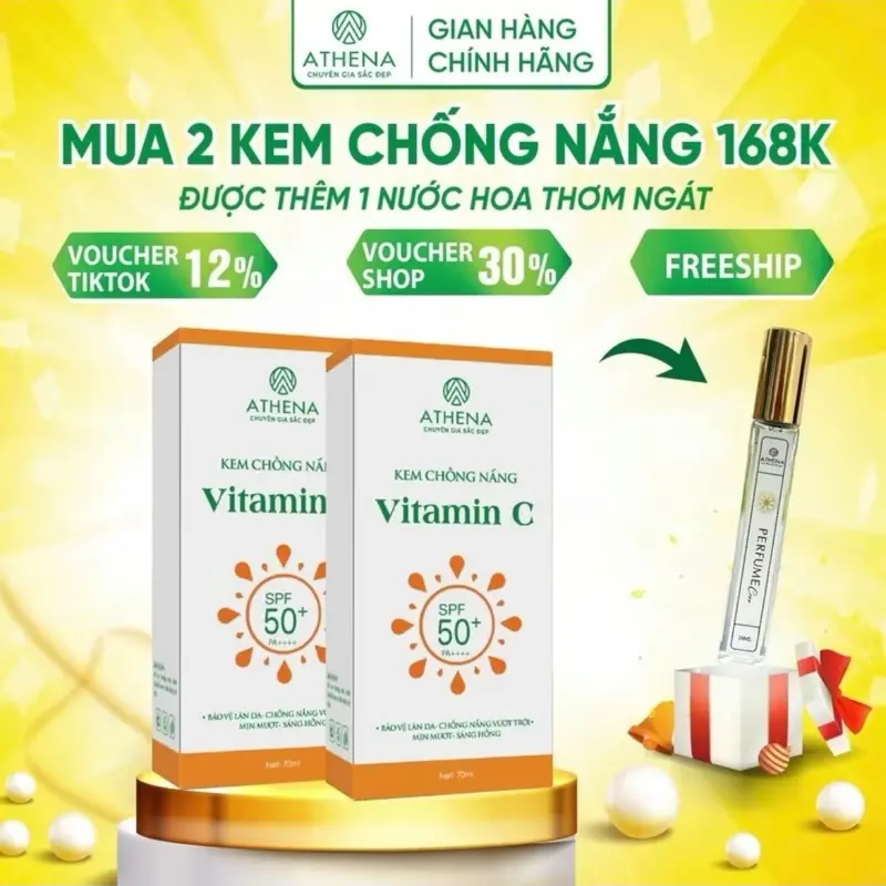 Combo 2 kem chống nắng vitamin C  - tặng tẩy tế bào chết Skincare Sunscreen kemchong  nangany Nữ Làm Đẹp Da