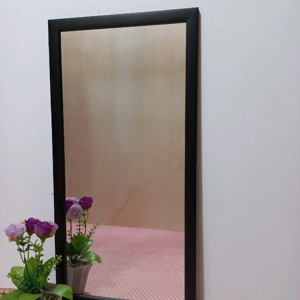 Cermin Gantung Minimalis 65x35 CM Kaca Coklat Kayu