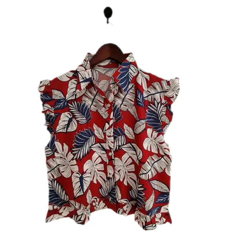 Baju Batik Lengan RUFFLE (LD 98CM) Atasan Wanita Formal Kancing Motif Nyaman baju batik crop blu s blouse 8