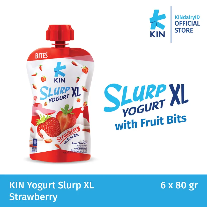 KIN Yogurt Slurp XL Strawberry 6x80gr 0