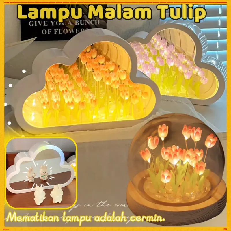 13 Tulip/Lampu Malam Diy Tulip/Dekorasi Buket Hadiah Ulang Tahun/Hadiah Hari Valentine/Lampu Hias Kamar Tidur Anak Perempuan Led Tulips 0