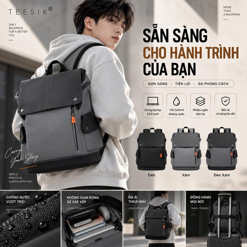 Balo nam TEE SIK balo đi học nữ nhiều ngăn đựng được laptop 15 in bag đeo Vai backpack BL05 ba lô
