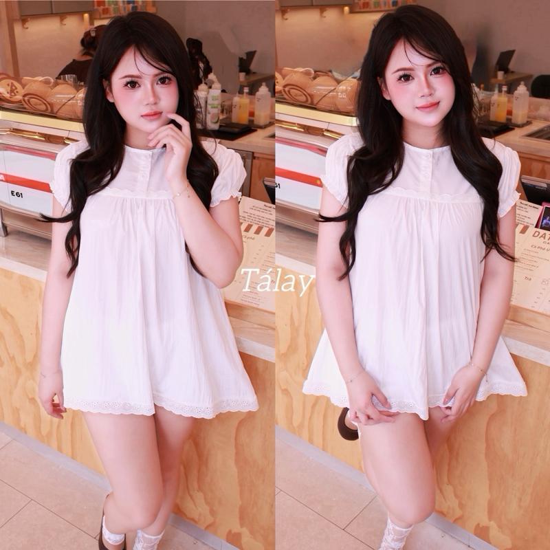 SET ĐẦM BABYDOLL TAY PHỒNG PHỐI REN KÈM QUẦN BÍ HOTTREND DỄ THƯƠNG HÀN QUỐC