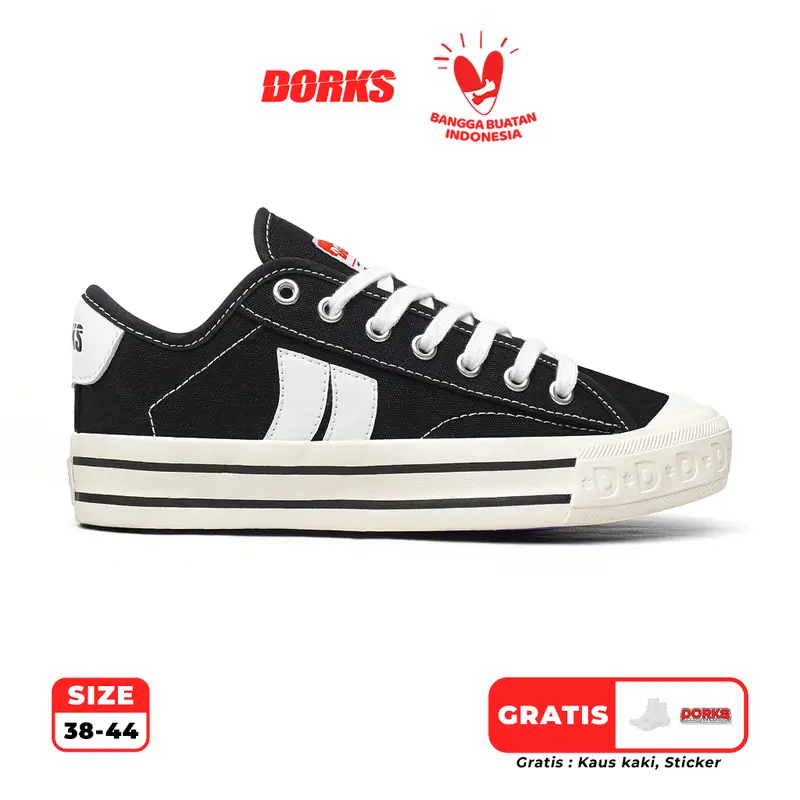 Diskon Dorks - Metro Low Black Sepatu Sneakers Casual Pria Wanita 0