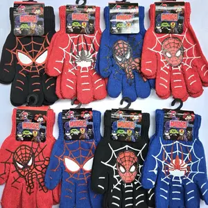 Sarung Tangan Anak Motif Gambar Spider-Man Warna Hitam Merah Biru untuk Musim Dingin