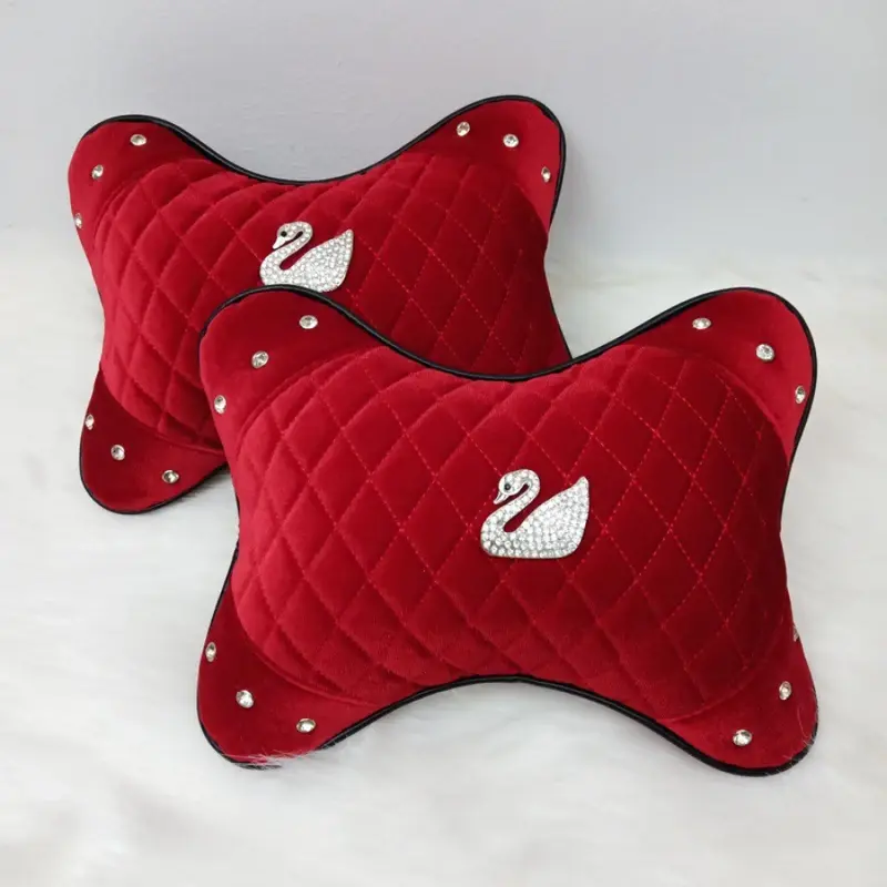 Bantal Headrest Mobil Sandaran Jok Mobil Motif DAD Mahkota CROWN, CC, SWAN Bahan BLUDRU Premium 4