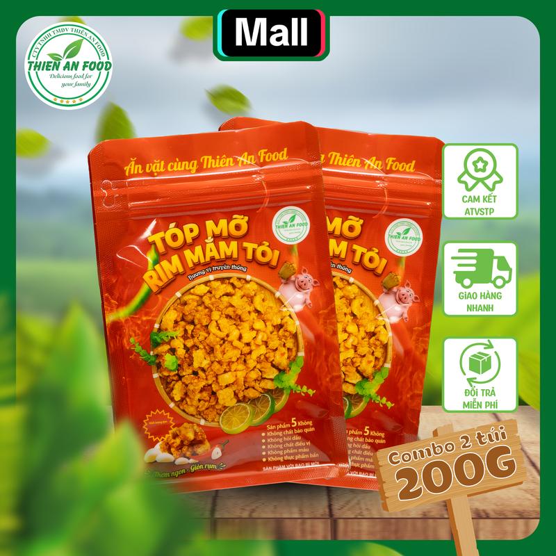 COMBO 2 Túi zip Phiên bản mới 200g Tóp Mỡ Liền Da Giòn Rim mắm tỏi Thiên An FOOD ( có kèm ớt rim)
