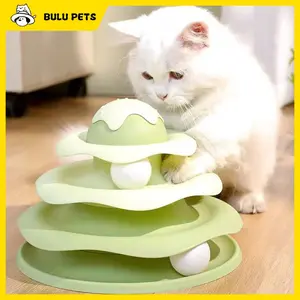 BULU-020103 Mainan Kucing Bola Putar - Mainan Interaktif 3 Lapis untuk Kucing Lucu, Hemat Daya, dan Durable