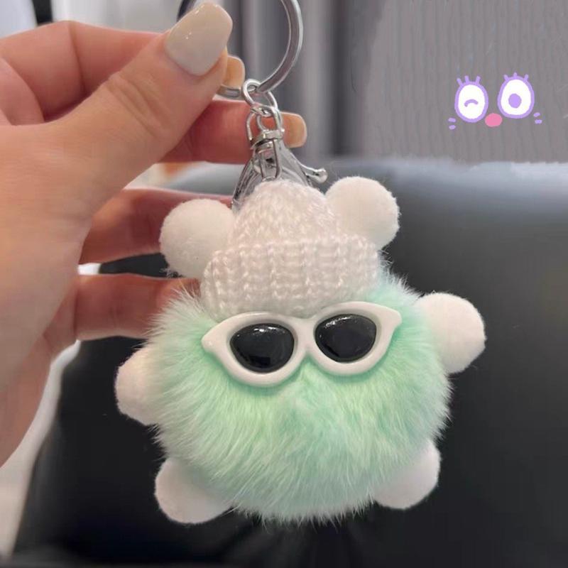 Product Introduction of Cute otes, rabbits, coal ball pendant bag, hair ball dolls, cartoon plush doll keychain 3