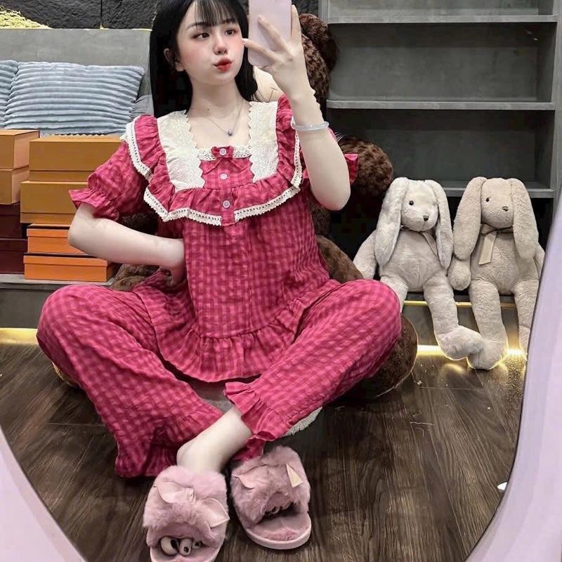 Bộ đũi caro tay ngắn phối ren 0