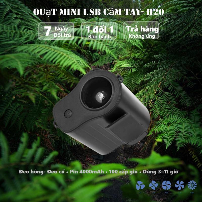 【MobileMingle Quạt Mini Cầm Tay & Đeo Thắt Lưng 4 Trong 1 Có Thể Điều Chỉnh 100 Tốc Độ Quạt Yên Tĩnh Và Dòng Không Khí Tốc Độ Cao Pin 4000mAh Màn Hình LED,Thời lượng pin 3–11 giờ,Siêu nhẹ 180g