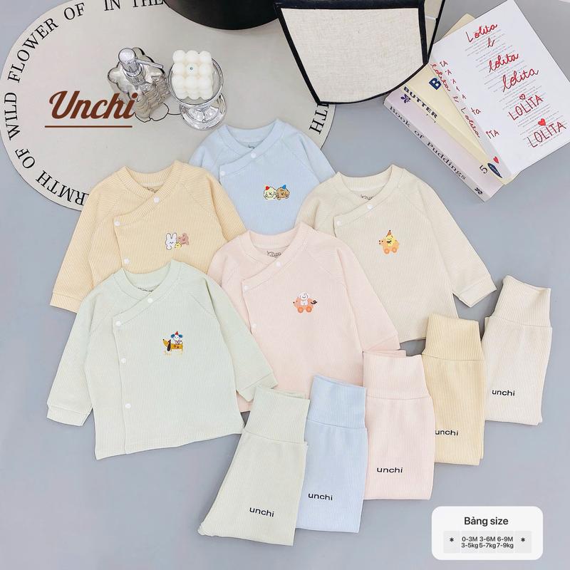 ( UD8 ) Bộ Quần Áo Cạp Cao Nỉ Nhung Tăm Unchi QC Mềm Mại Co Giãn Nhẹ Nhàng Cho Bé Mặc Thu Đông Size 0-9kg