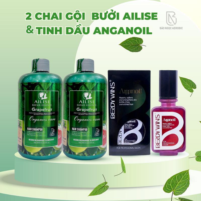 AILISE - 2 CHAI DẦU GỘI BƯỞI TẶNG TINH DẦU DƯỠNG TÓC ARGAN OIL 50ML -  CHĂM SÓC TÓC