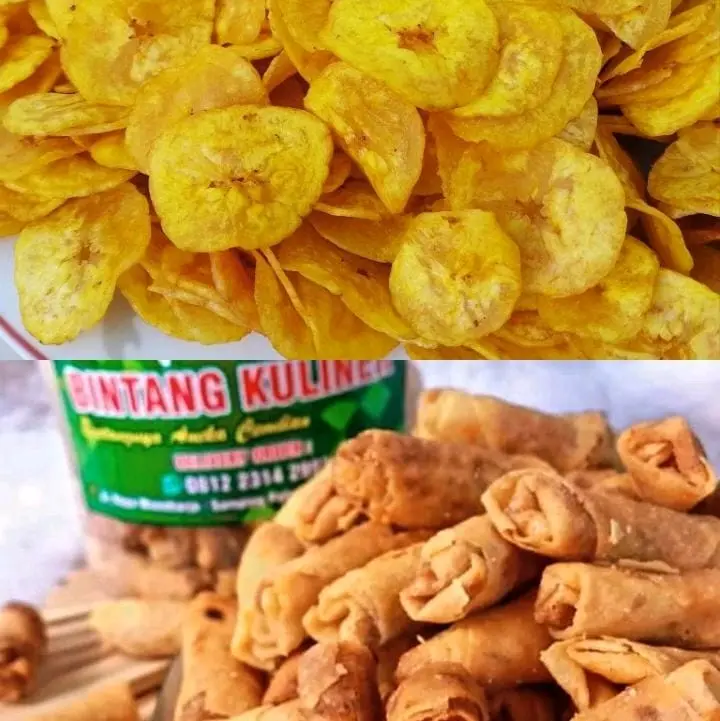 paket bundling 1 kg keripik pisang kepok gurih & sumpiah abon udang Camilan Snack 0