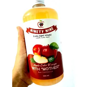 Ninety Nine Cuka Apel Alami Organik Ukuran Besar 100% Cuka Apel Dengan "Mother" 500ml Manfaat Kesehatan Optimal & Antioksidan