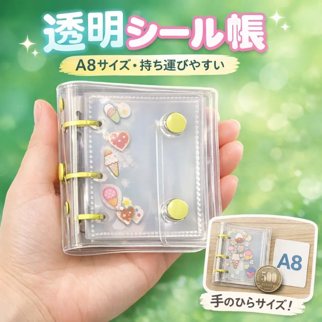 ミニフォトアルバム A8サイズ 透明ポケットカードブック 写真収納