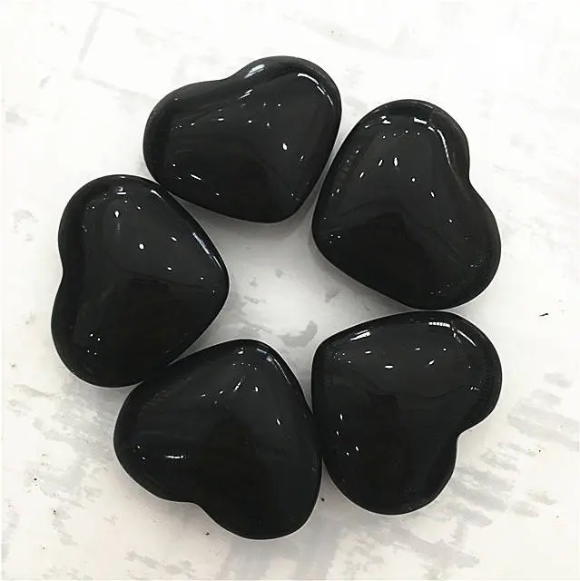 hand carved black obsdian heart different size Home Ornament