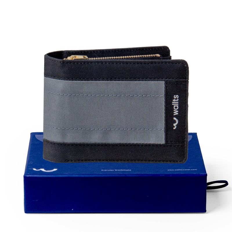 Wallts Ben Black Charcoal - Dompet Lipat kanvas  uang Dan kartu Pria Wanita Hitam dompet  koin 6