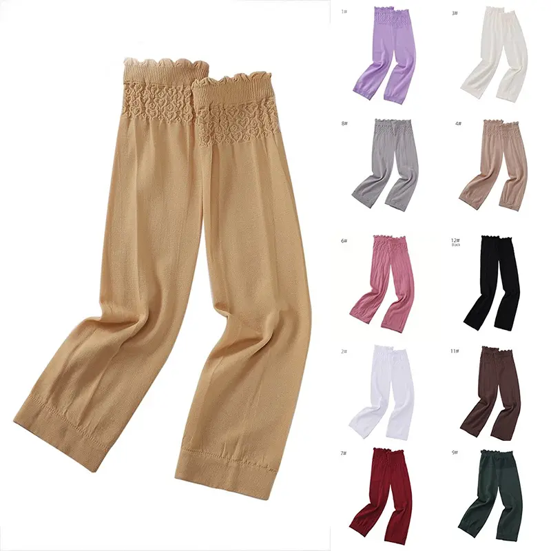 LAVEN Summer Sunscreen Women Arm Sleeves Plain Stringy Selvedge Wavy Edge Sleeves Muslim Arm Cover Socks Sleeves