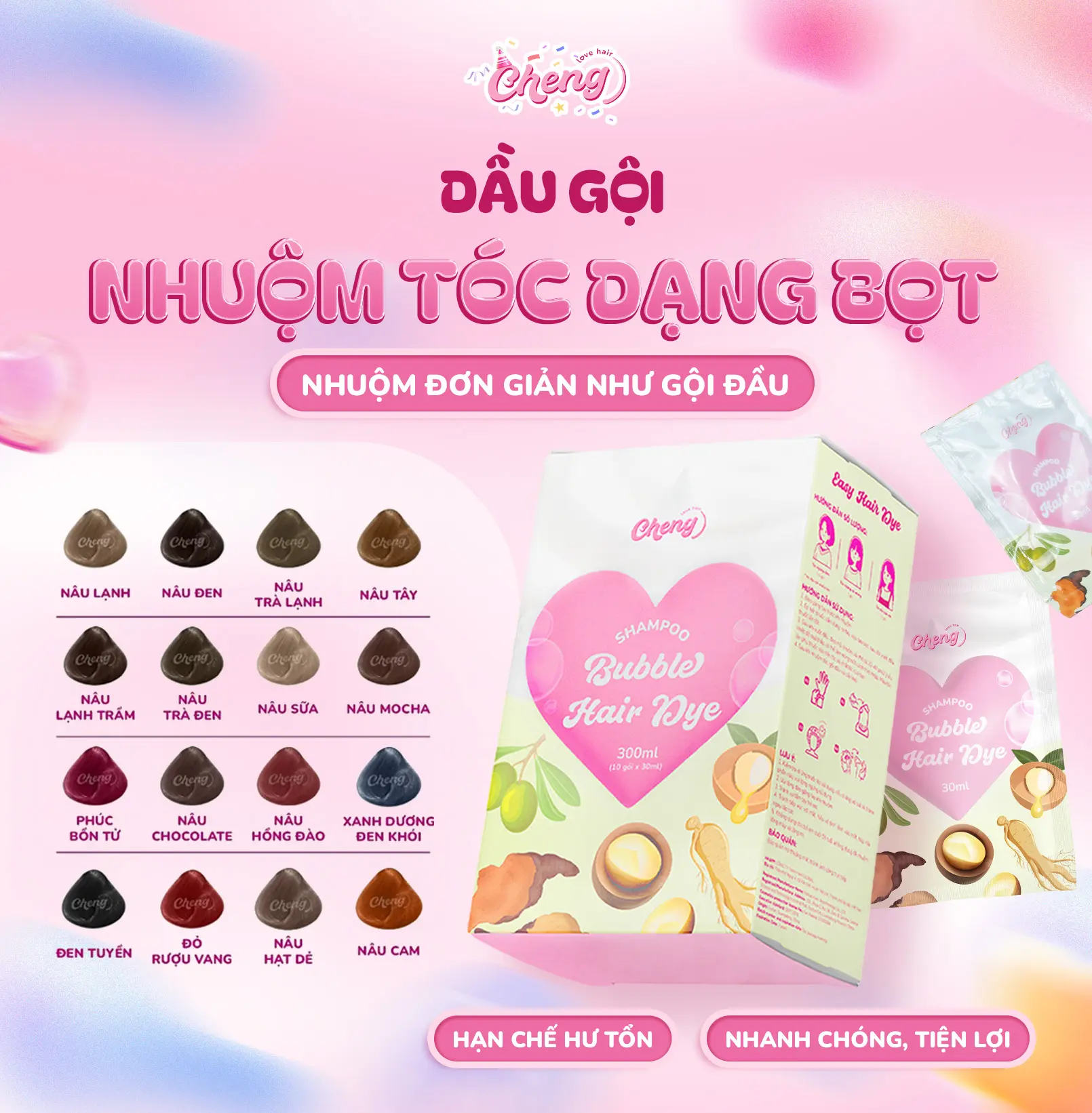 Dầu gội nhuộm tóc tạo bọt, Thuốc nhuộm tóc dạng bọt chiết xuất thiên nhiên | Chenglovehair, Chenglovehairs