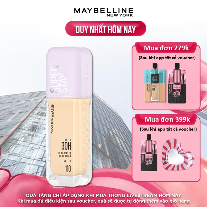 Kem nền bắt sáng Superstay Lumi Matte 30H che phủ nhẹ mặt Maybelline New York 35ml [MỚI]