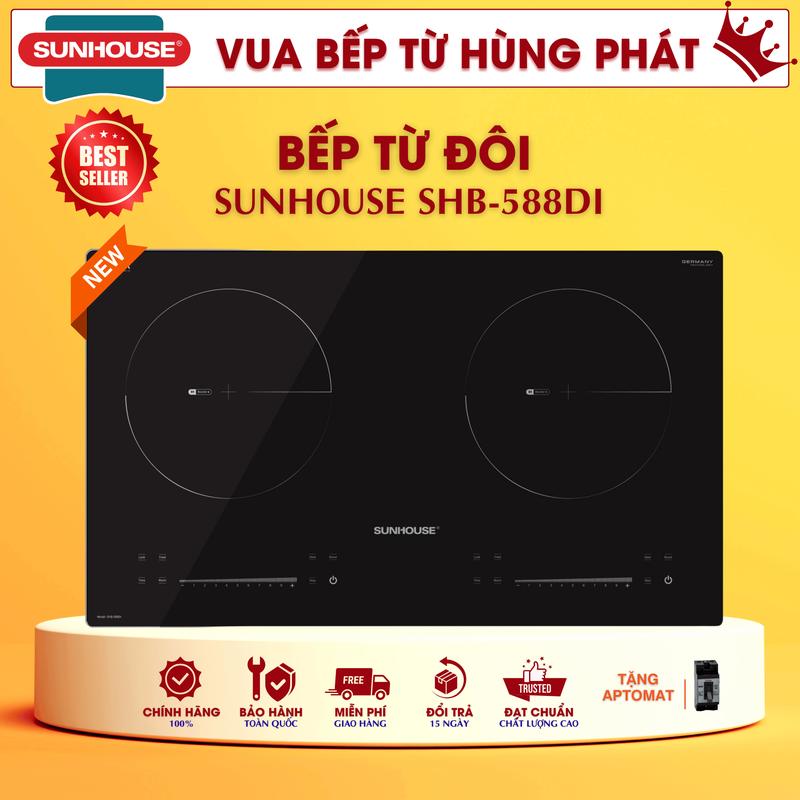 Bếp Từ Đôi SUNHOUSE SHB 588DI ( Cùng Cấu Hình 8101 ) NEW 2025 , BOOSTER Nấu Ăn Nhanh, Bo Viền Chống Va Đập, Bảo Hành 36 Tháng