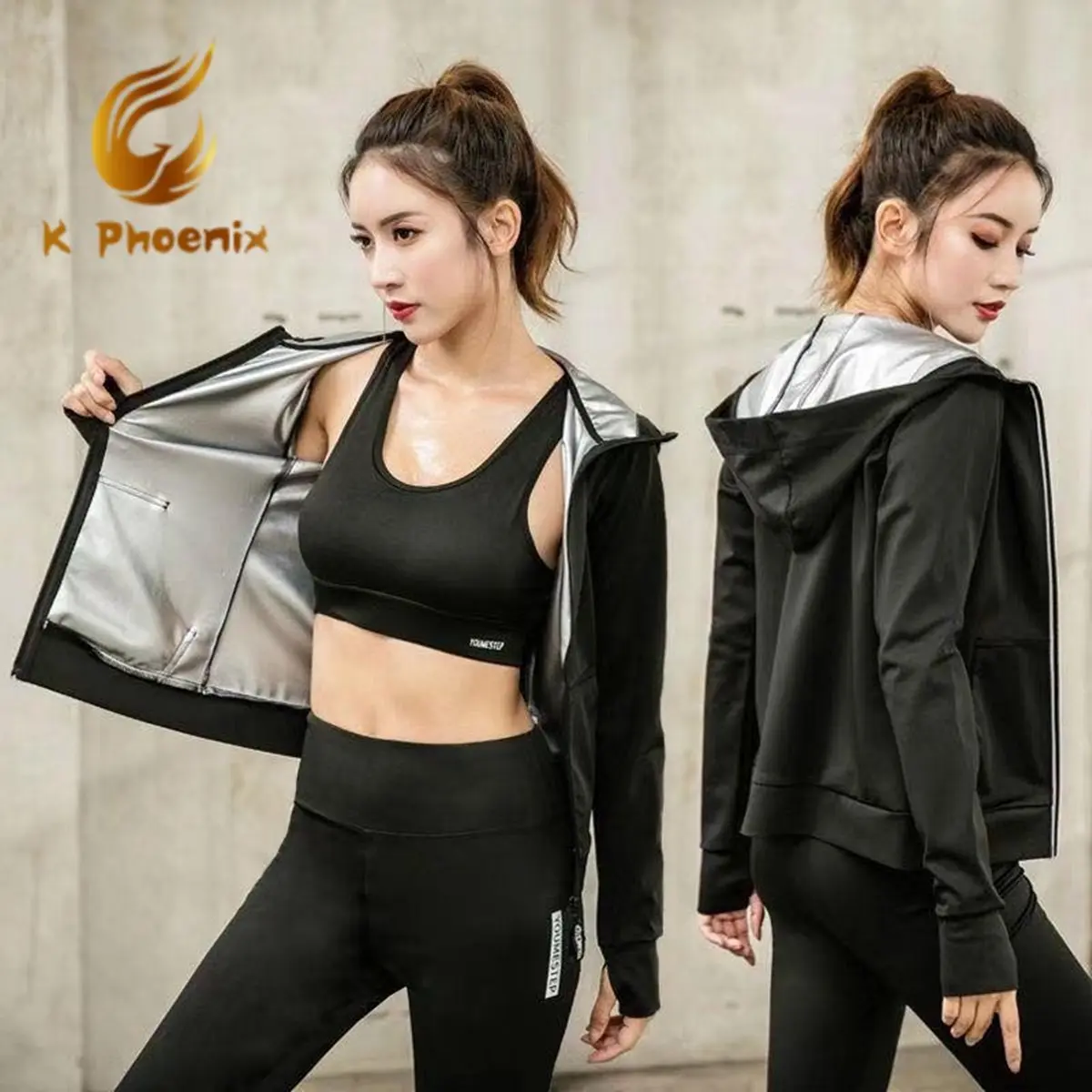 Sauna Suit Sweat Suit for women track suit women sauna jacket with zipper sweat jacket running Exercise Gym Anti-Rip Suit