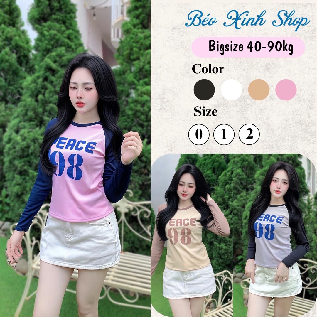 Áo Thun Nữ Tay Dài Cổ Tròn In Hình Họa Tiết Vải Thun Tăm 45- 90Kg Bigsize Dễ Thương Top Nữ Women - A.1508