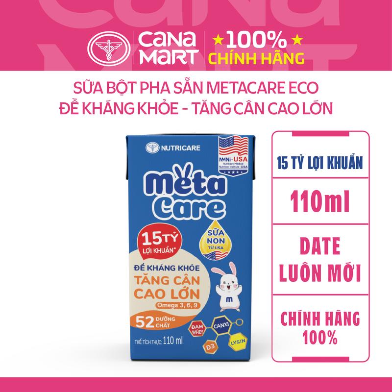 Thùng sữa Nutricare Meta Eco dinh dưỡng cho trẻ thấp còi 110ml pha sẵn metacare…