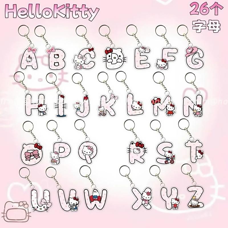  HelloKitty Dây Chuyền Chìa Khóa Ba Lô Bảng Chữ Cái Mèo Kitty Chất Liệu Acrylic Mica 2 Mặt 