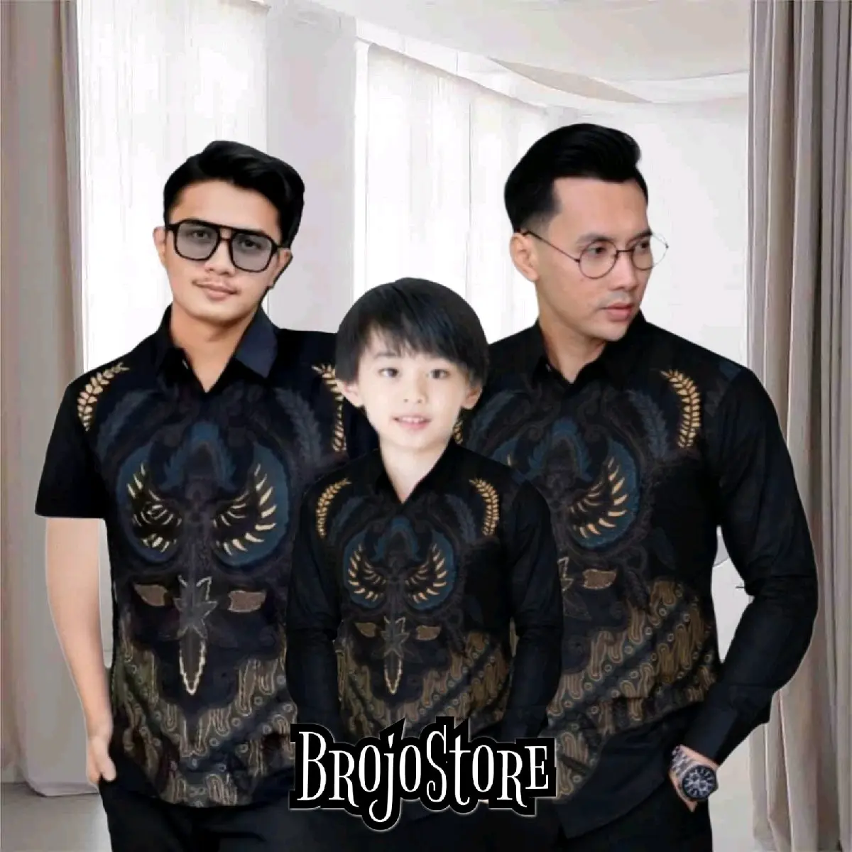 Brojostore Kemeja Batik Ayah Anak Lengan Panjang Usia 2-12Tahun Motif Terbaru Seragam Kain Batik Print Baju Couple Keluarga