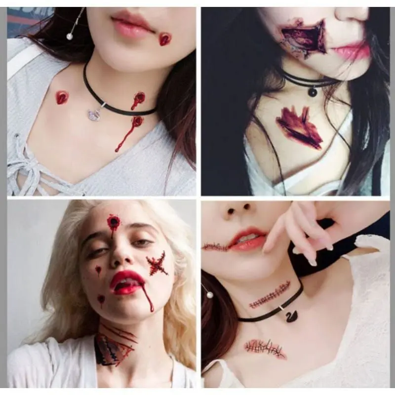 hokkiterus21⭐⭐⭐⭐⭐ TATO LUKA tato temporer halloween tato prank stiket tato tahan air mainan usil T023