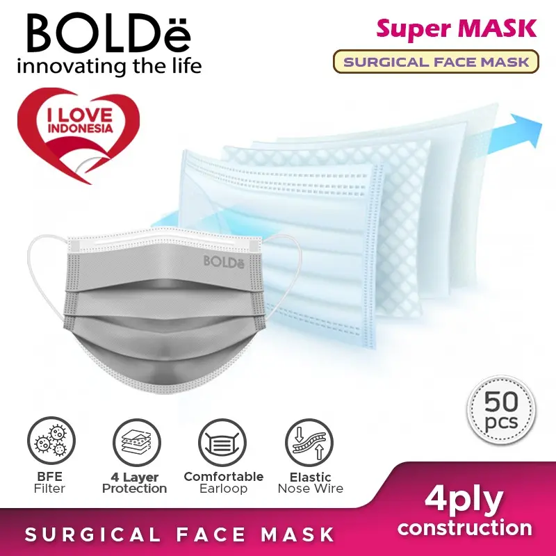 BOLDe Super Mask Surgical Mask 4 Ply 50pcs Medis