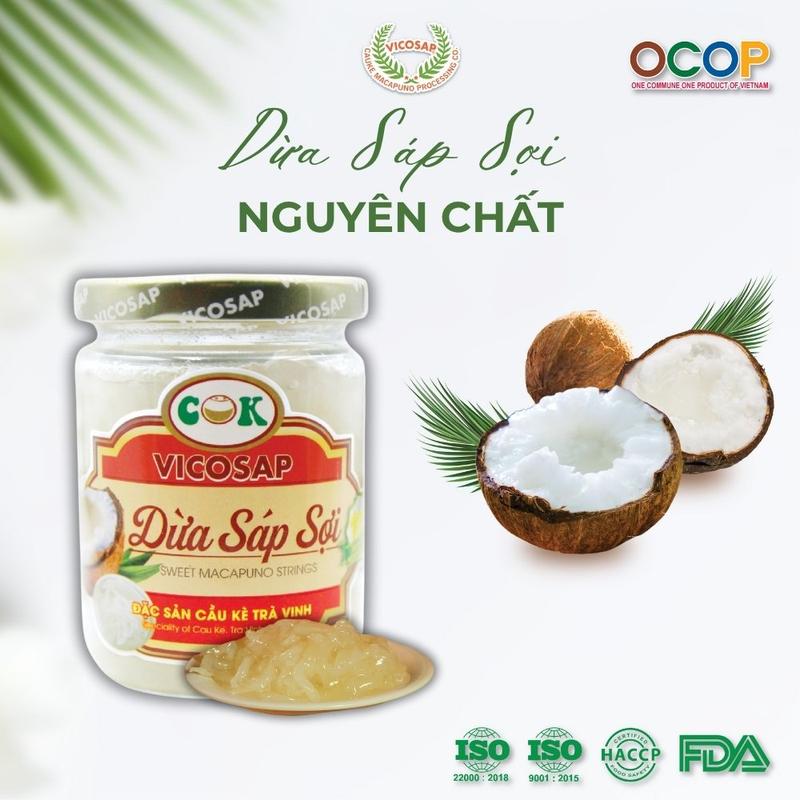 OCOP 5 SAO Dừa sáp sợi VICOSAP nguyên chất thơm ngon tiện lợi đặc sản Cầu Kè Trà Vinh
