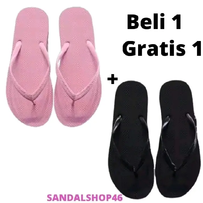 Sandal Wanita Anti Slip Jepit jely Polos Tali Karet Kasual Fashion Ukuran 37-41 - Sendal