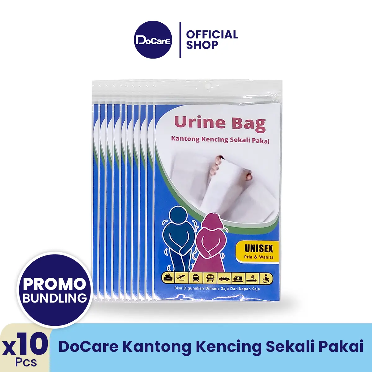 [Promo Bundling 10 Pack] - DoCare Kantong Kencing Sekali Pakai - 1pcs