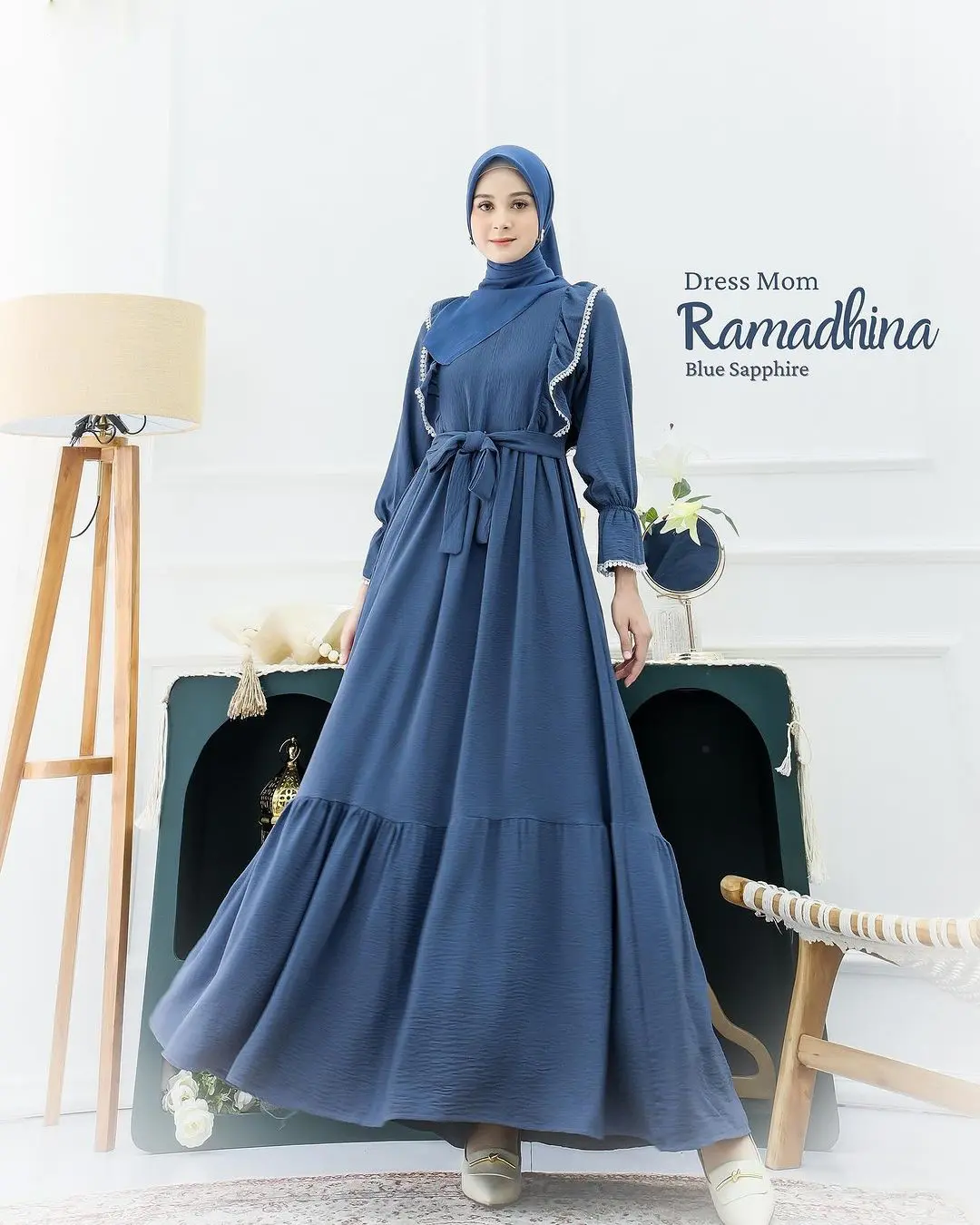 Ramadhani Gamis Wanita Terbaru Bahan Crinkle Variasi Renda Busui Frendly