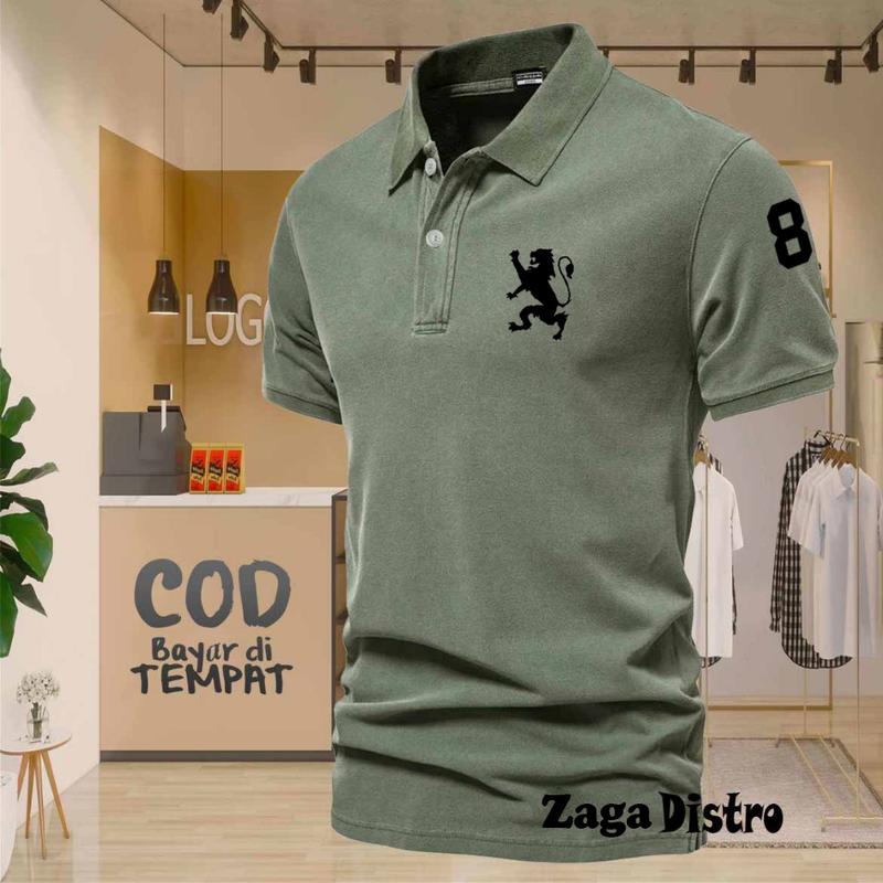 COD T-shrit POLO kerah Singa 8 Text Hitam Kaos Kerah Dewasa Shirt / Kaos Wangki Pria Polo / Kaos Seragam 5