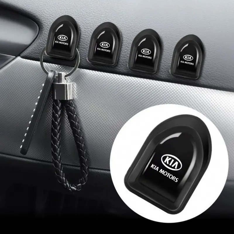 1PCS/4PCS Car ABS Mini Hook Suitable for Kia K2 K3 Picanto Morning Cerato Soluto K3000 Bongo Grand i10 Pegas USB Data Cable Hook Key Mask Multi-function Flexible Storage Hook Sticker