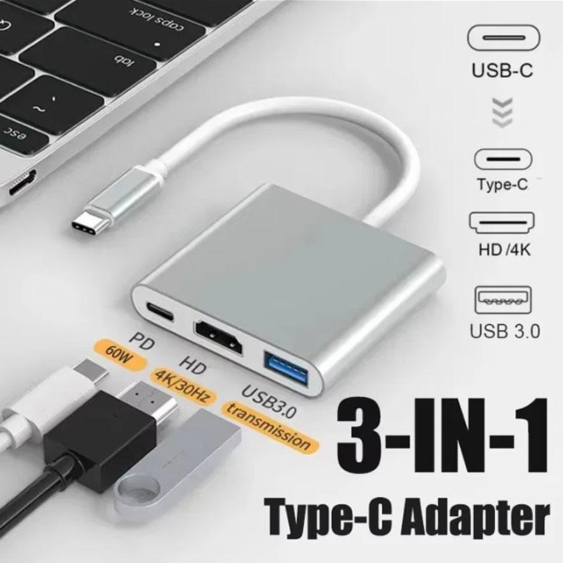  HUB USB C Trạm Nối Đa Năng 3in1 Loại C 3.0 Tương Thích HDMI Sạc Nhanh PD Bộ Chia Bộ Chuyển Đổi HDMI 4K Dành Cho Điện Thoại Và Máy Tính 1 Chiếc 