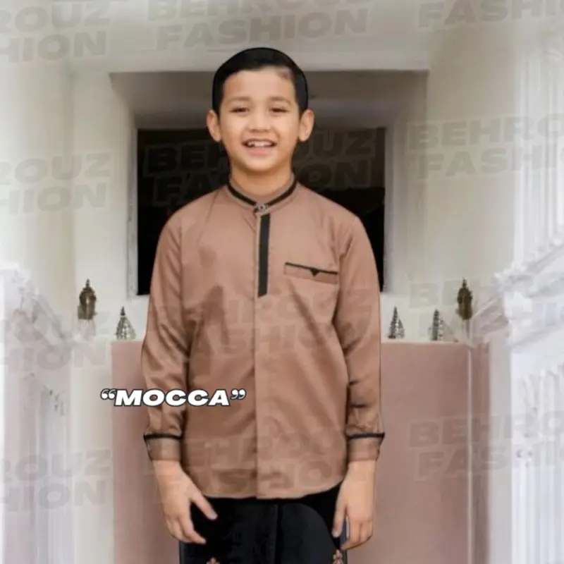 BEHROUZ - Baju Koko Anak Motif Bima Bahan Katun Premium Lengan Panjang Promo Lebaran 2025 0