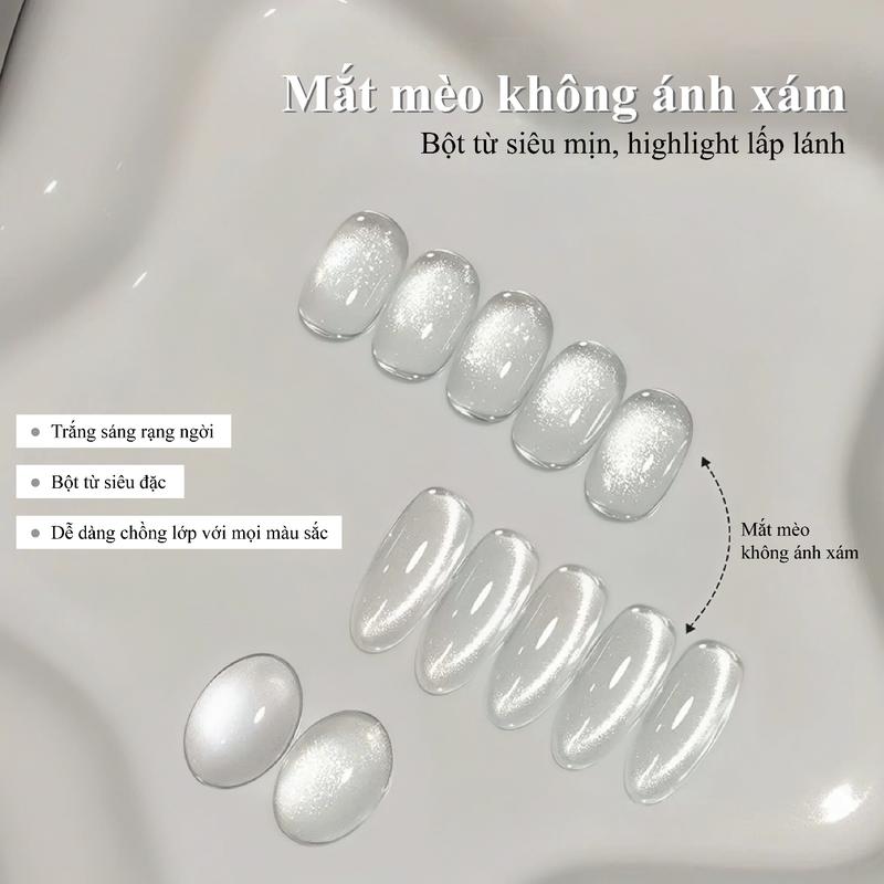 ROU ni Sơn Gel mắt mèo trong suốt kiểu mới 2025 gel mắt mèo pha lê trắng siêu lấp lánh 
