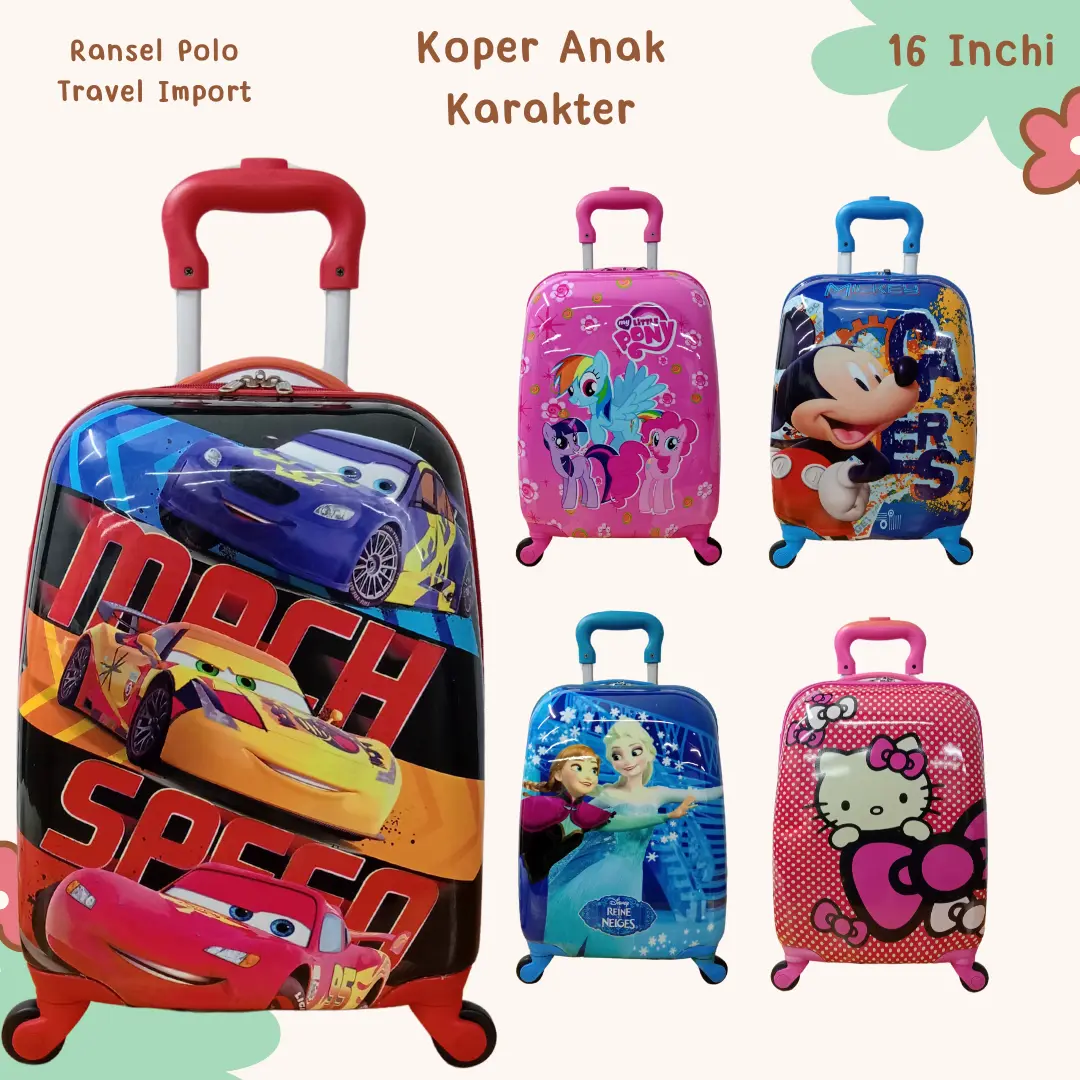 Koper Anak CUCI GUDANG Karakter Lucu Dan Gemas Cabin Pesawat Size 16inchi Cewe Cowo