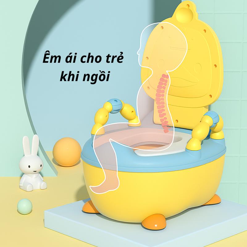 Bô Di Động Cho Bé Bồn Cầu Gấp Gọn Hình Vịt Bé Có Tựa Lưng phù hợp với trẻ em 6 tháng đến 5 tuổi chống trơn trượt