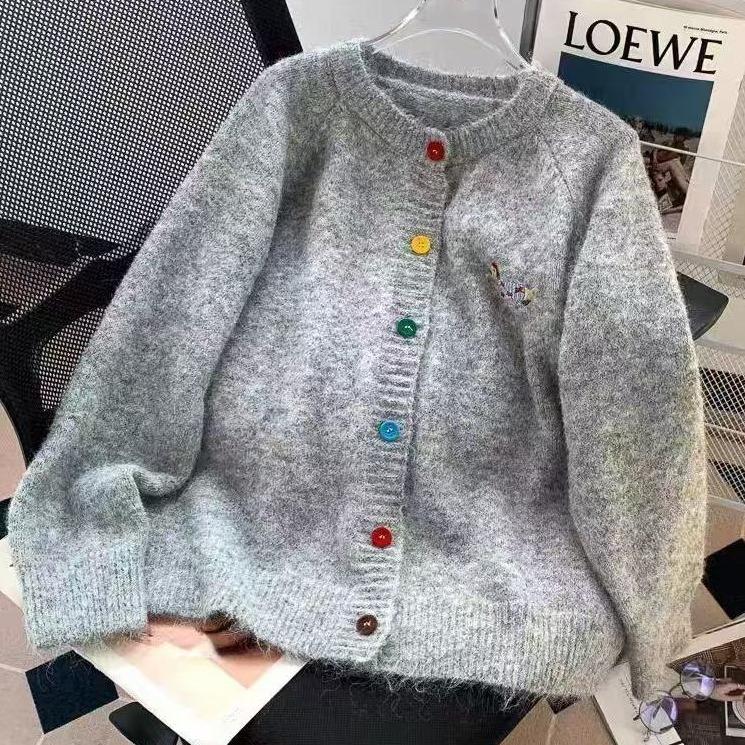 Áo Cardigan Dệt Kim, Phong Cách Thường Ngày Thêu Ngọt Ngào, Dẻo Dai, Dài Tay, Màu Mới Mùa Thu, Cài Nút, Dáng Rộng Vừa Vặn, Áo Khoác Len, Dành Cho Nữ 5