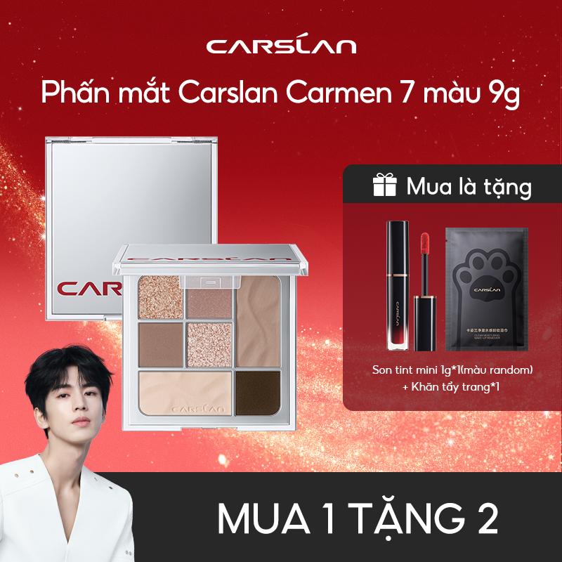 Phấn mắt Carslan Carmen 7 màu,Bảy màu bốn kiểu phấn Màu dễ phối không kén da ,Không bay phấn  Lên màu đẹp tự nhiên  9g+[Mua 1 Tặng 2] Son tint mini 1g*1(màu random) + Khăn tẩy trang*1